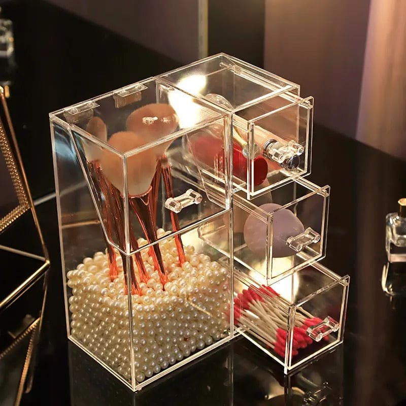 Pearl Acrylic Makeup Brushes Holder, Lipstick Nail Polish Jewelry Display Holder, Transparent Cosmetic Organizer Box, Clear Cosmetic Organizer With Lid Drawer, Multifunctional Makeup Brush Holder, Drawer Lipstick Makeup Brushes Holder Pearl Acrylic Makeup Brushes Holder, Lipstick Nail Polish Jewelry Display Holder, Transparent Cosmetic Organizer Box, Clear Cosmetic Organizer With Lid Drawer, Multifunctional Makeup Brush Holder, Drawer Lipstick Makeup Brushes Holder